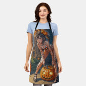 Halloween-Monster Jack-o-Lantern und Fledermaus-Vi Schürze (Getragen)