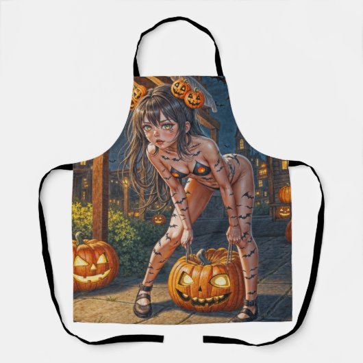 Halloween-Monster Jack-o-Lantern und Fledermaus-Vi Schürze (Vorderseite)