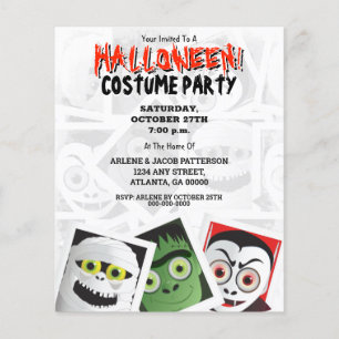 Halloween-Monster-Kostenparty-Einladung Flyer