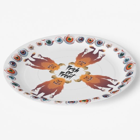 Halloween Monster-Mash-Ansammlung Pappteller (Schrägansicht)