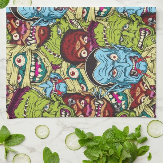 Halloween Monster Mash Geschirrtuch (Gefaltet)