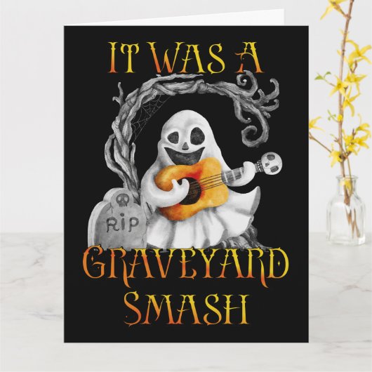 Halloween Monster Mash Ghost Graveyard Smash Karte (Gelbe Blume)