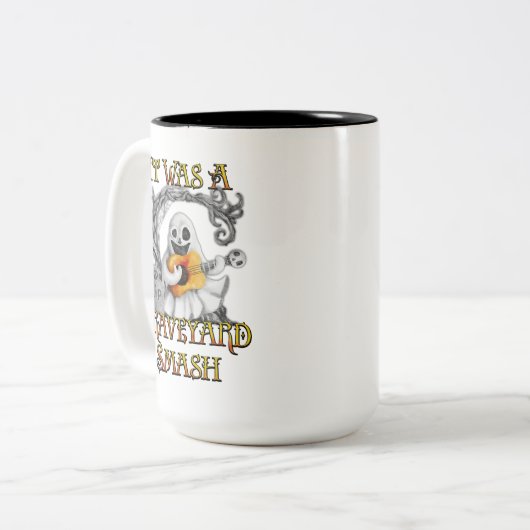 Halloween Monster Mash Ghost Graveyard Smash Zweifarbige Tasse (Vorderseite Links)