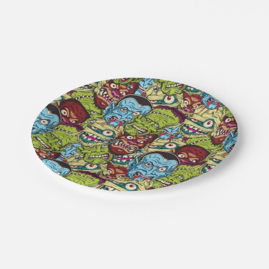 Halloween Monster Mash Pappteller (Schrägansicht)