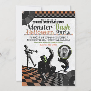 Halloween-Monster-Monster-Bash-Kostenparty Einladung