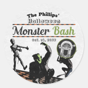 Halloween-Monster-Monster-Bash-Kostenparty Runder Aufkleber