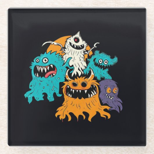 Halloween/Monster/Oktober/Herbst Glasuntersetzer (Vorderseite)