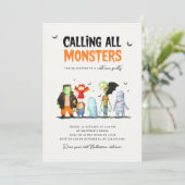 Halloween-Monster-Party Einladung (Stehend Vorderseite)