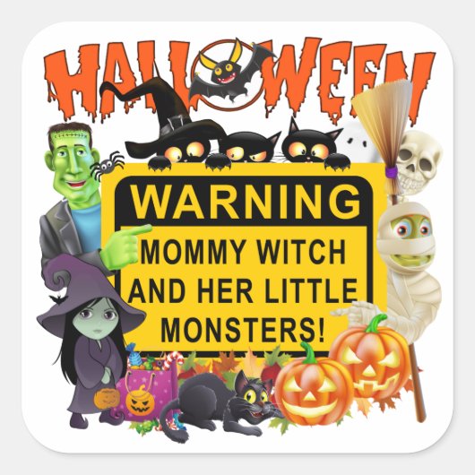 Halloween-Monster Quadratischer Aufkleber (Vorderseite)