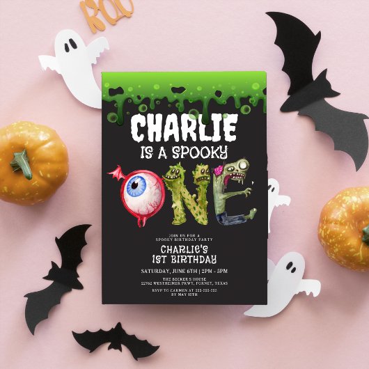 Halloween Monster Spooktacular 1. Geburtstag Einladung