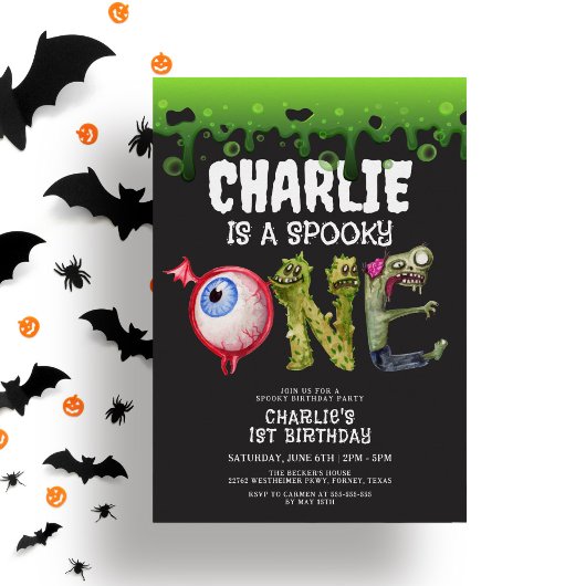 Halloween Monster Spooktacular 1. Geburtstag Einladung