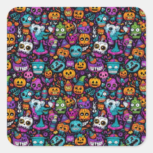 Halloween-Monster-Sticker Quadratischer Aufkleber (Vorderseite)
