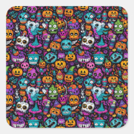 Halloween-Monster-Sticker Quadratischer Aufkleber