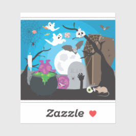 Halloween Monster Szene Aufkleber