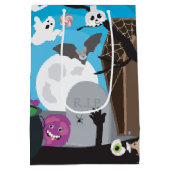 Halloween Monster Szene Mittlere Geschenktüte (Rückseite)