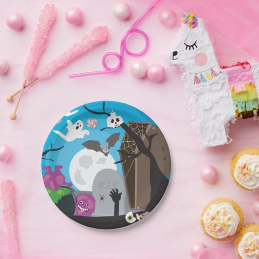 Halloween Monster Szene Pappteller (Party)
