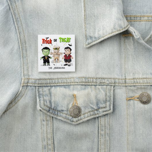 Halloween Monster Trick oder Trete Namensschild (Beispiel)