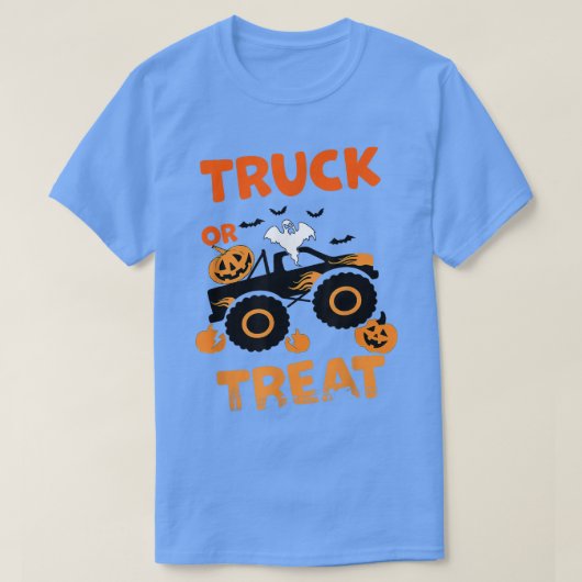 Halloween Monster Truck Crash Pumpkin Bats Spooky T-Shirt (Design vorne)