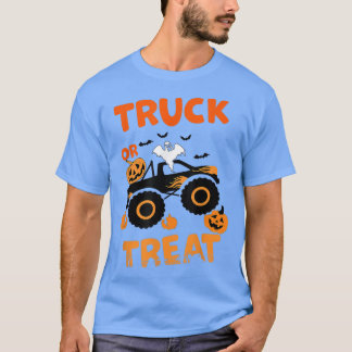 Halloween Monster Truck Crash Pumpkin Bats Spooky T-Shirt