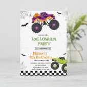 Halloween Monster Truck Einladung zum Geburtstag (Stehend Vorderseite)