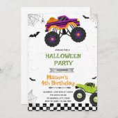 Halloween Monster Truck Einladung zum Geburtstag (Vorne/Hinten)