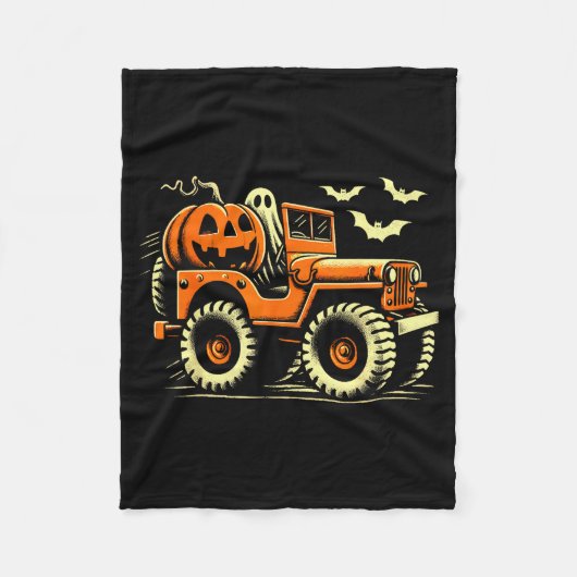 Halloween Monster Truck Ghost Fleecedecke (Vorderseite)