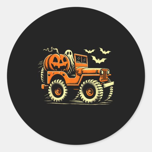 Halloween Monster Truck Ghost Runder Aufkleber (Vorderseite)