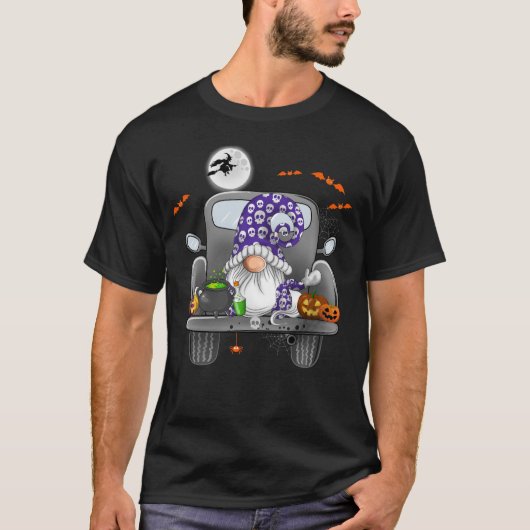 Halloween Monster Truck Pumpkins Gnomes T-Shirt (Vorderseite)