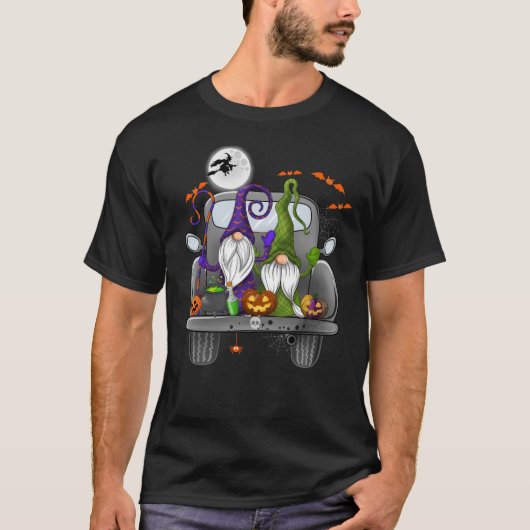 Halloween Monster Truck Pumpkins Gnomes T-Shirt (Vorderseite)