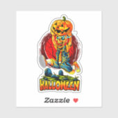 Halloween Monster Zombie Running Pumpkin Sticker (Blatt)