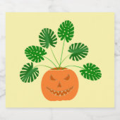 Halloween Monstera Pflanze in Pumpkin Alkoholflaschenetikett (Einzelnes Label)