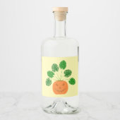 Halloween Monstera Pflanze in Pumpkin Alkoholflaschenetikett (Vorderseite)