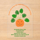 Halloween Monstera Pflanze in Pumpkin Custom Acryleinladungen (Vorderseite)