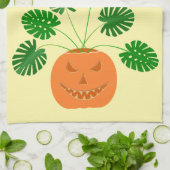 Halloween Monstera Pflanze in Pumpkin Custom Geschirrtuch (Gefaltet)
