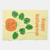 Halloween Monstera Pflanze in Pumpkin Custom Geschirrtuch (Horizontal)