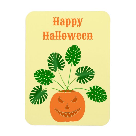 Halloween Monstera Pflanze in Pumpkin Custom Magnet (Vertikal)