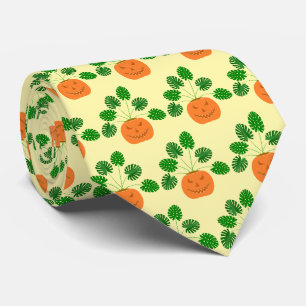Halloween Monstera Pflanze in Pumpkin Gemustert Krawatte