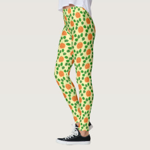 Halloween Monstera Pflanze in Pumpkin Gemustert Leggings