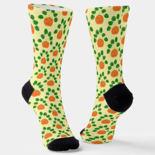 Halloween Monstera Pflanze in Pumpkin Gemustert Socken