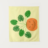 Halloween Monstera Pflanze in Pumpkin Wandteppich (Vorderseite)