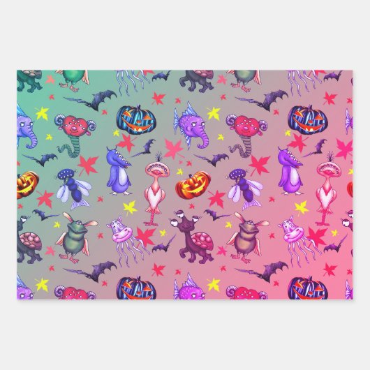 Halloween Monsters Geschenkpapier Set (Vorderseite)