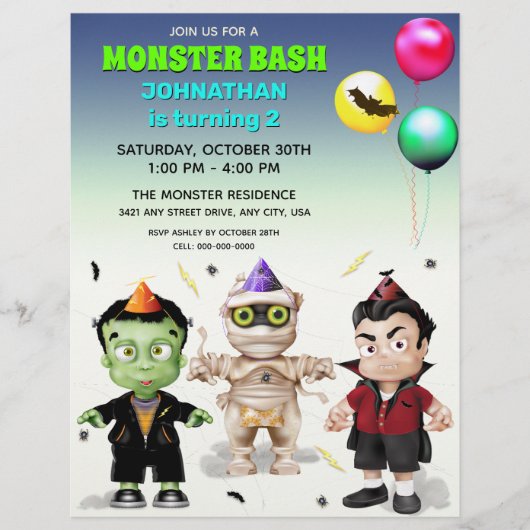 Halloween Monsters Kids Kostüm Party Flyer (Vorne)