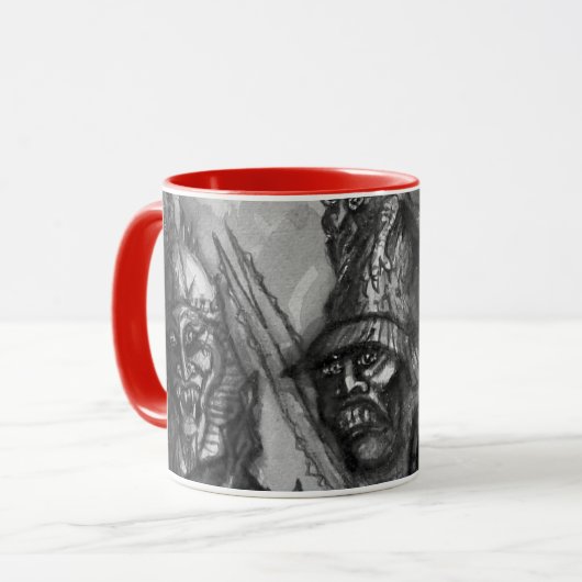 HALLOWEEN MONSTERS ORK KRIEG Schwarz-weiß Red Tasse (Vorderseite Links)