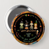 Halloween Monsters Partys Orange Button (Vorne & Hinten)