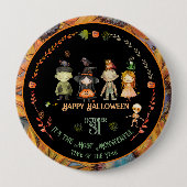 Halloween Monsters Partys Orange Button (Vorderseite)