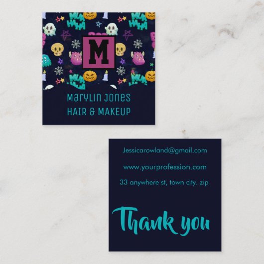HALLOWEEN MONSTERS QUADRATISCHE VISITENKARTE (Vorne/Hinten)
