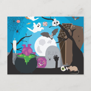 Halloween-Monsterszene Postkarte