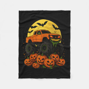 Halloween-Monstertruck zerquetscht Kürbisse  Fleecedecke
