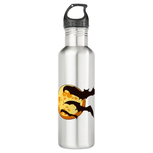 Halloween Moon & Bats Edelstahlflasche (Vorderseite)