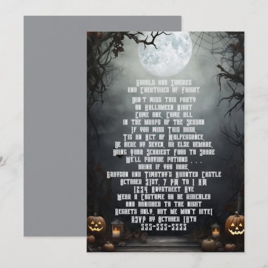 Halloween Moon Einladung (Vorne/Hinten)